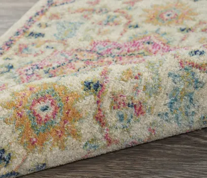 5' Pink And Ivory Southwestern Distressed Round Rug