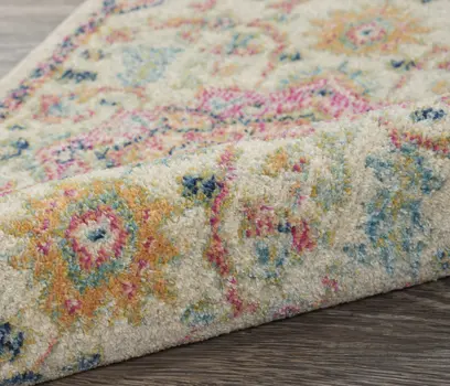 8' X 10' Pink And Ivory Southwestern Distressed Area Rug