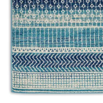 2' X 3' Blue And Ivory Striped Area Rug