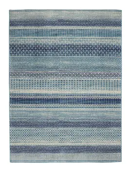 5' X 7' Navy Blue And Ivory Southwestern Area Rug