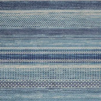 7' X 10' Navy Blue And Ivory Southwestern Area Rug