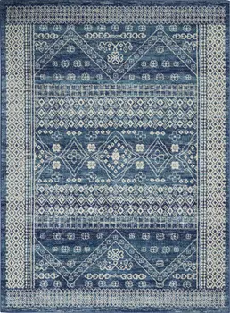 4' X 6' Navy Blue And Ivory Tribal Area Rug