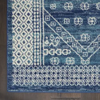 4' X 6' Navy Blue And Ivory Tribal Area Rug