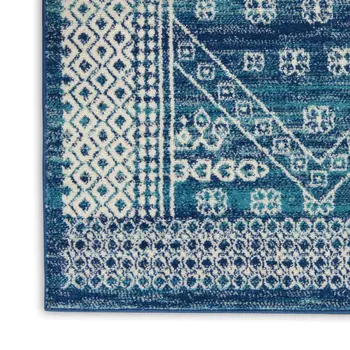 4' X 6' Navy Blue And Ivory Tribal Area Rug