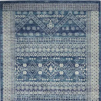 4' X 6' Navy Blue And Ivory Tribal Area Rug