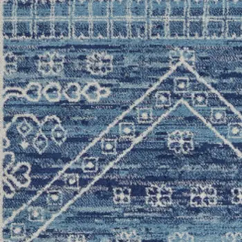 8' X 10' Navy Blue And Ivory Tribal Area Rug