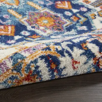2' X 3' Blue And Ivory Medallion Area Rug
