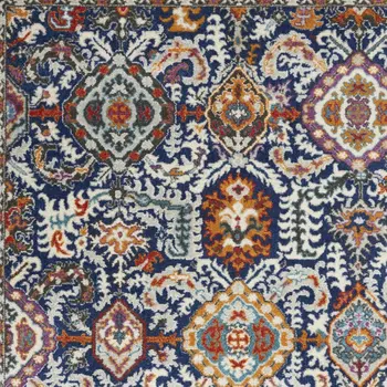 4' X 6' Blue And Ivory Oriental Area Rug