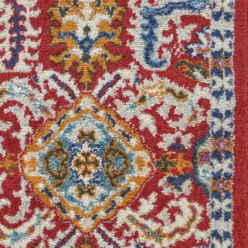 2' X 3' Red And Ivory Damask Area Rug
