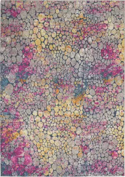 5' X 7' Yellow And Gray Abstract Area Rug