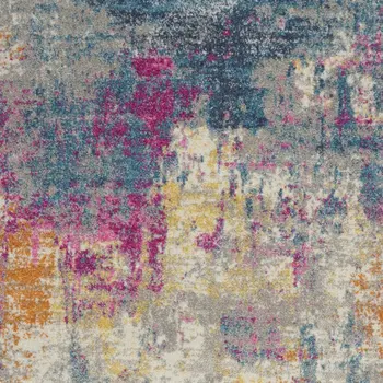 5' X 7' Ivory And Blue Abstract Area Rug