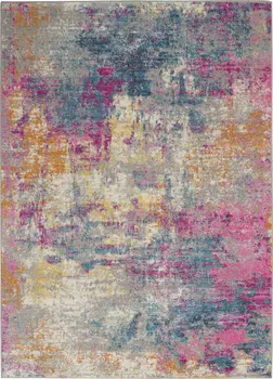 5' X 7' Ivory And Blue Abstract Area Rug