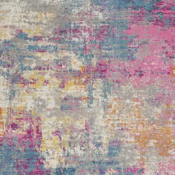 7' X 10' Ivory And Blue Abstract Area Rug