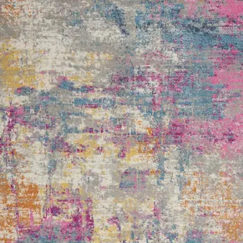 7' X 10' Ivory And Blue Abstract Area Rug