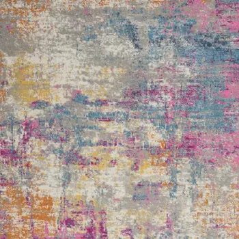 8' X 10' Ivory And Blue Abstract Area Rug