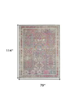 7' X 10' Gray And Ivory Abstract Distressed Area Rug