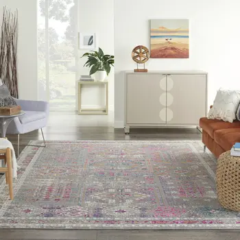 8' X 10' Gray And Ivory Abstract Distressed Area Rug
