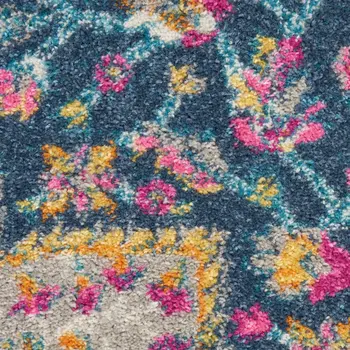 4' X 6' Blue And Ivory Medallion Distressed Area Rug