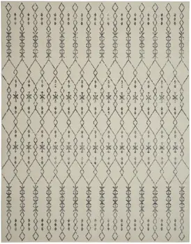 8' X 10' Gray And Ivory Geometric Distressed Area Rug