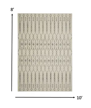 8' X 10' Gray And Ivory Geometric Distressed Area Rug