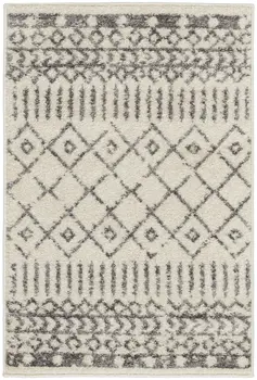 2' X 3' Gray And Ivory Geometric Distressed Area Rug