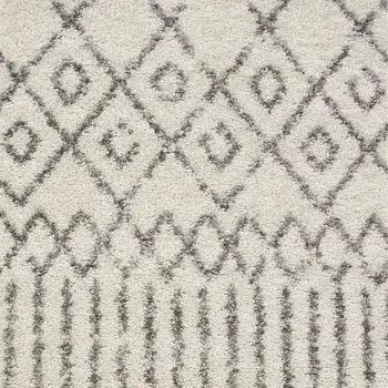 6' Gray And Ivory Geometric Distressed Runner Rug