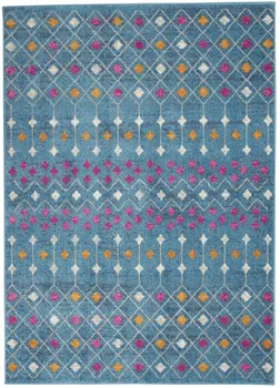 5' X 7' Blue And Orange Geometric Area Rug