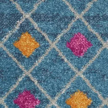 5' X 7' Blue And Orange Geometric Area Rug
