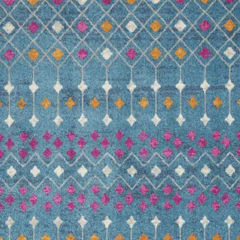 5' X 7' Blue And Orange Geometric Area Rug