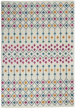5' X 7' Ivory And Blue Geometric Area Rug
