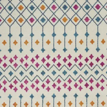 5' X 7' Ivory And Blue Geometric Area Rug