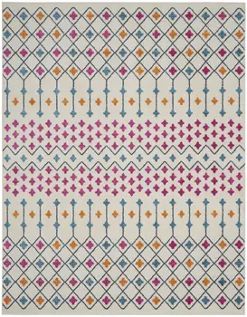 8' X 10' Ivory And Blue Geometric Area Rug