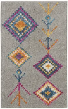 2' X 3' Gray And Ivory Geometric Area Rug