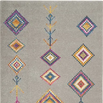 5' X 7' Gray Blue And Orange Tribal Area Rug
