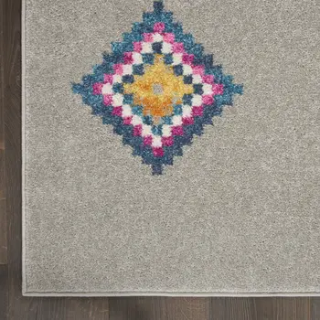 7' X 10' Gray Blue And Orange Tribal Area Rug