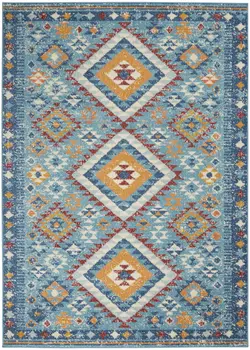 4' X 6' Blue And Orange Geometric Area Rug