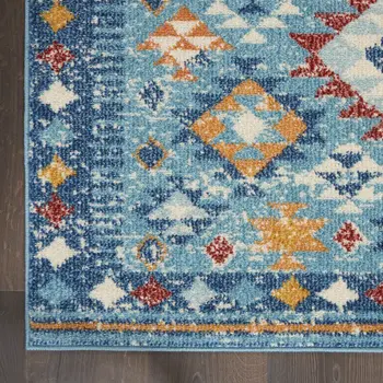 4' X 6' Blue And Orange Geometric Area Rug
