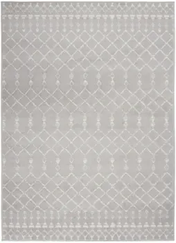 5' X 7' Gray And Ivory Geometric Area Rug