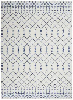 4' X 6' Ivory And Blue Geometric Area Rug
