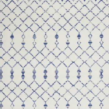 5' X 7' Ivory And Blue Geometric Area Rug