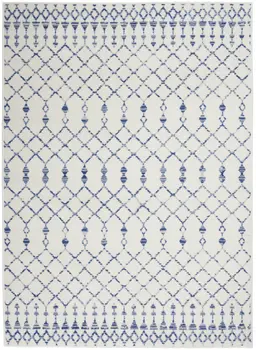6' X 9' Ivory And Blue Geometric Area Rug