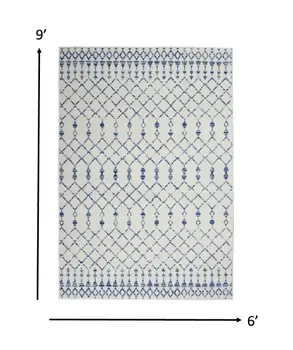 6' X 9' Ivory And Blue Geometric Area Rug