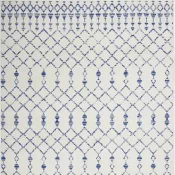 6' X 9' Ivory And Blue Geometric Area Rug