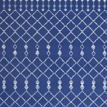 5' X 7' Ivory And Blue Geometric Area Rug