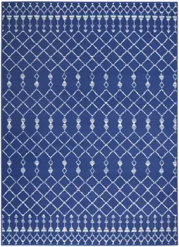 6' X 9' Ivory And Blue Geometric Area Rug