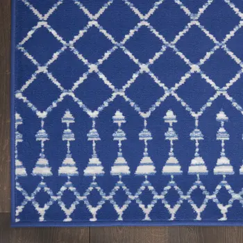 6' X 9' Ivory And Blue Geometric Area Rug
