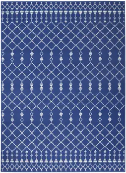 6' X 9' Ivory And Blue Geometric Area Rug
