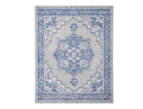 4' X 6' Blue And Gray Medallion Area Rug