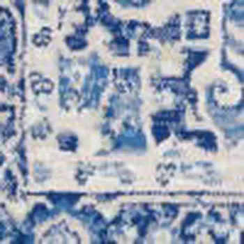 5' X 7' Ivory And Blue Medallion Area Rug