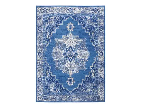 4' X 6' Ivory And Blue Medallion Area Rug